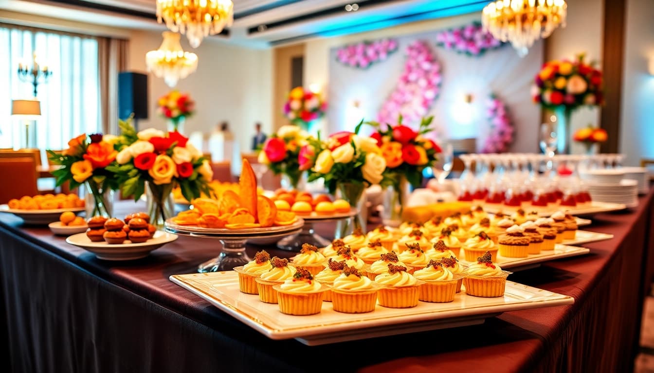 CateringHireLondon's exquisite table setup featuring gourmet dishes and elegant decor.