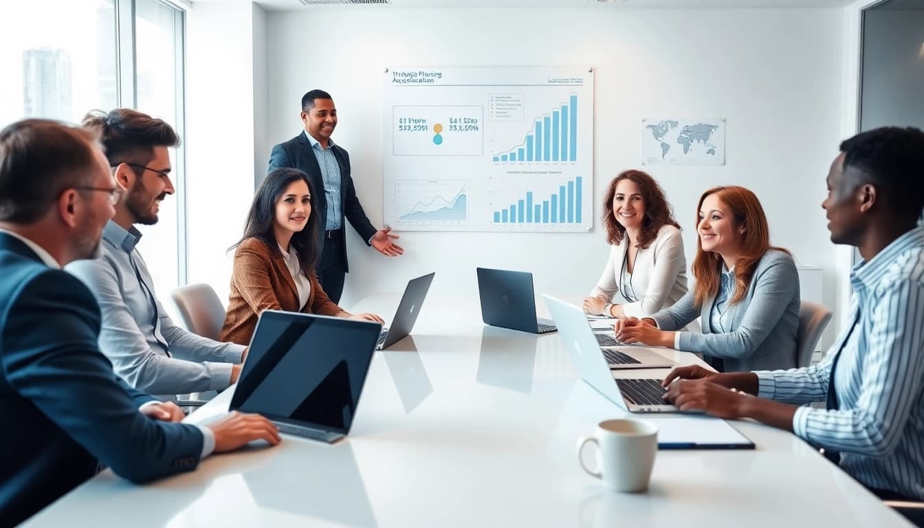 Engaging team collaborating on Acquisition Planning strategies in a bright office environment.