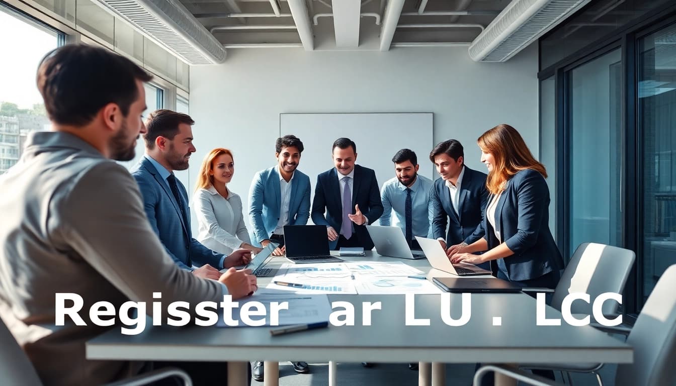 Register Utah LLC process in a vibrant office with diverse professionals collaborating.