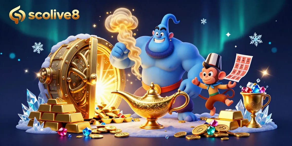 Experience thrilling sports bets with socolive8, featuring colorful Genie and magic elements.