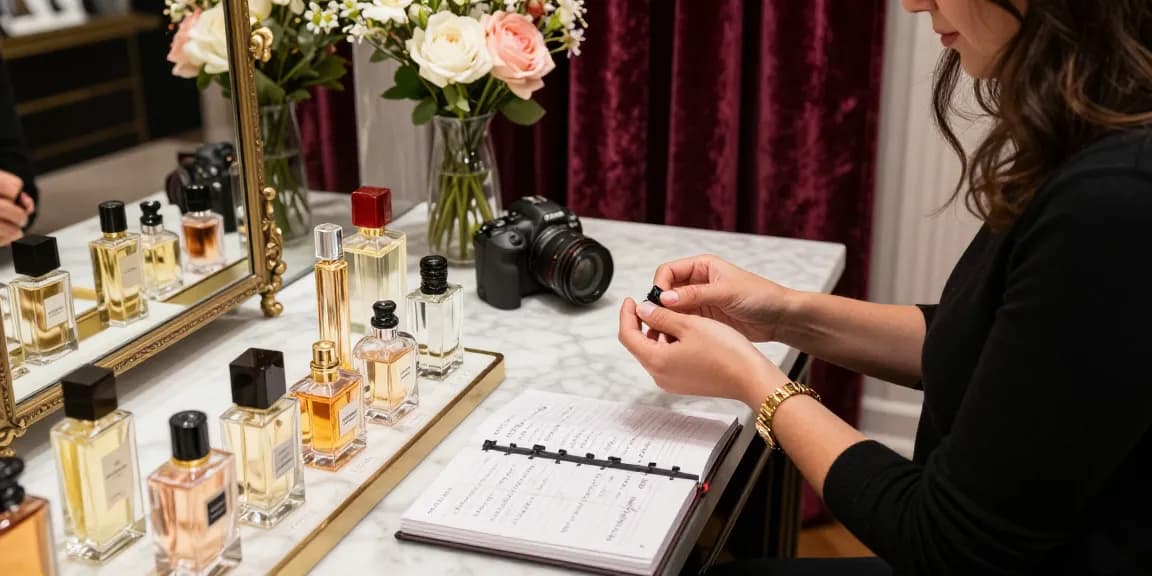 How to Choose a Perfume: Woman selecting luxurious fragrances in a boutique