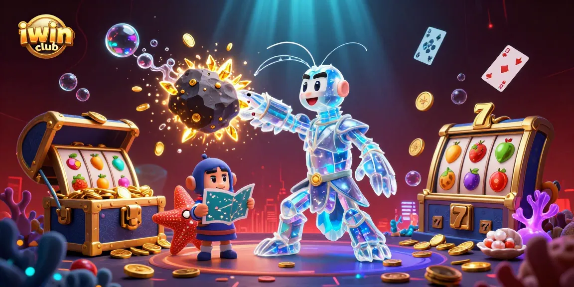Experience the thrilling iwin club action with exciting slot reels, golden coins, and vibrant characters.
