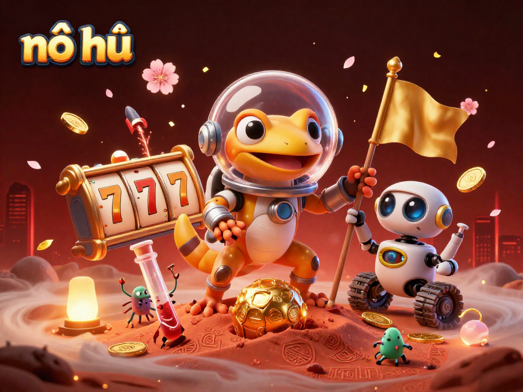 Spin the reels with nổ hũ in a vibrant Martian casino scene teeming with excitement and luck!