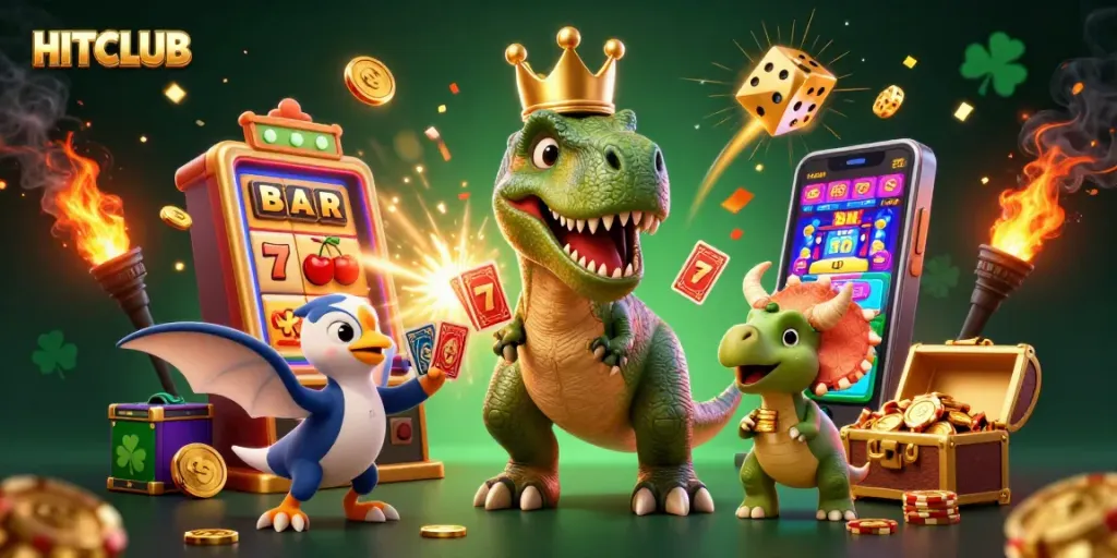 Join HITCLUB for thrilling slots and jackpots with an exciting 3D casino scene.