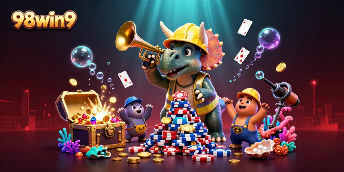Engage with thrilling gaming action at 98win9 with a vibrant underwater poker celebration.