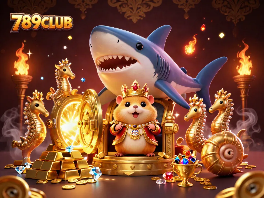 Experience the thrill of 789CLUB's vibrant casino atmosphere filled with treasures and majestic characters.