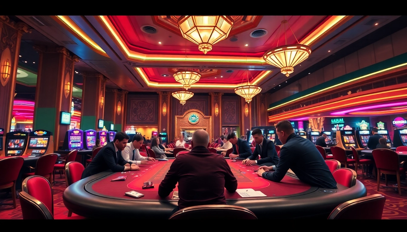 Menggambarkan pgbet daftar dengan pemain bersemangat di meja kasino yang modern.