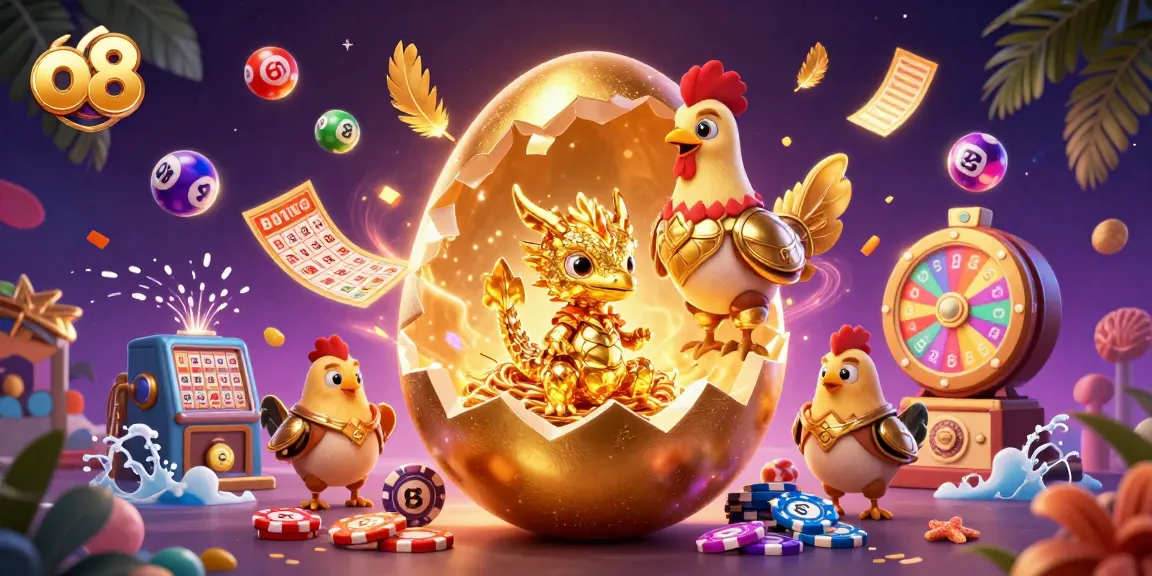 Engage in exciting gambling action at o8 with a dazzling 3D dragon and vibrant lottery elements.