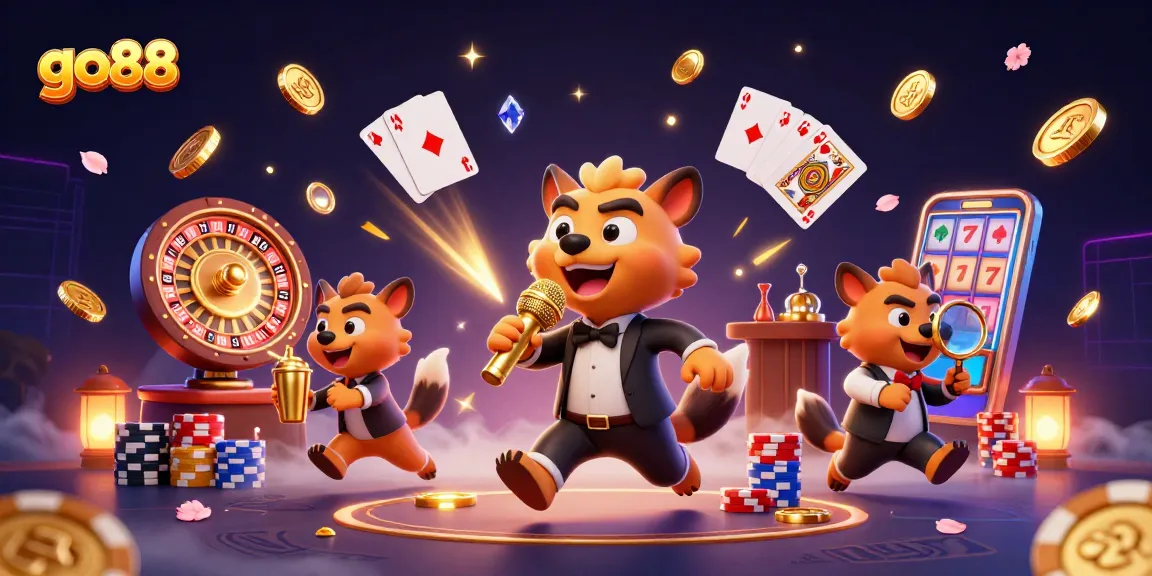 Experience exciting gaming fun at go88 with lively hyenas in a vibrant casino scene.